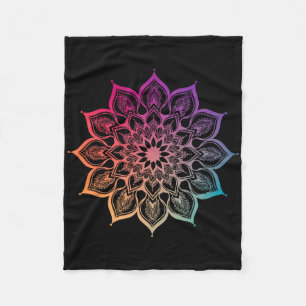 Mandala Lotus Zen Art Boho Buddha Botanical Succul Fleece Blanket
