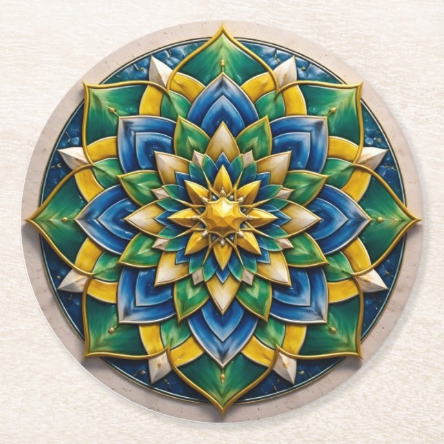 Mandala Luxe Keychain - 01 Round Paper Coaster (Front)