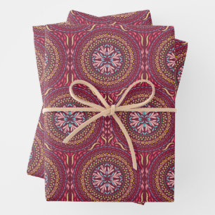 Mandala Magenta Design Wrapping Paper Sheet