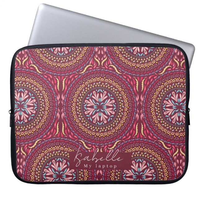 Mandala Magenta Laptop Sleeve (Front)