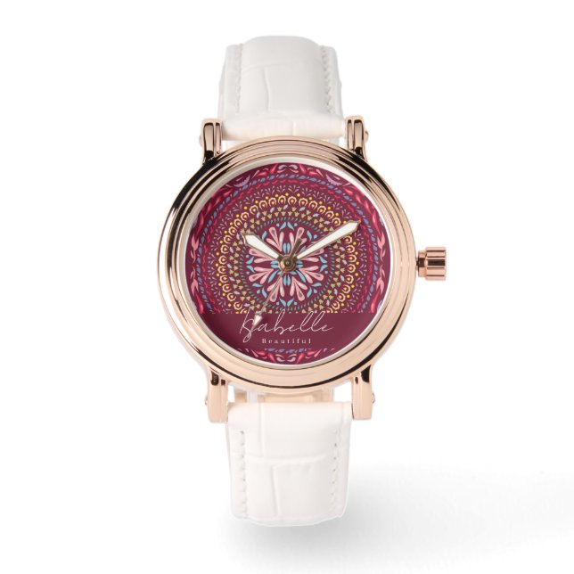 Mandala Magenta Watch (Front)