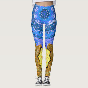 Mandala Magic Blue & Gold Leggings