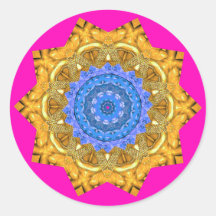 Mandala Magic Blue & Gold on Fuchsia