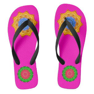 Mandala Magic Chakra Enhancing Fuschia Flip Flops