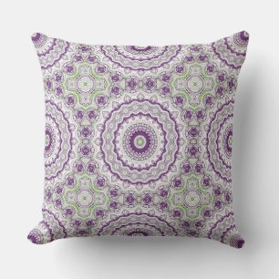 Mandala Medallion in Purple and Green Cushion