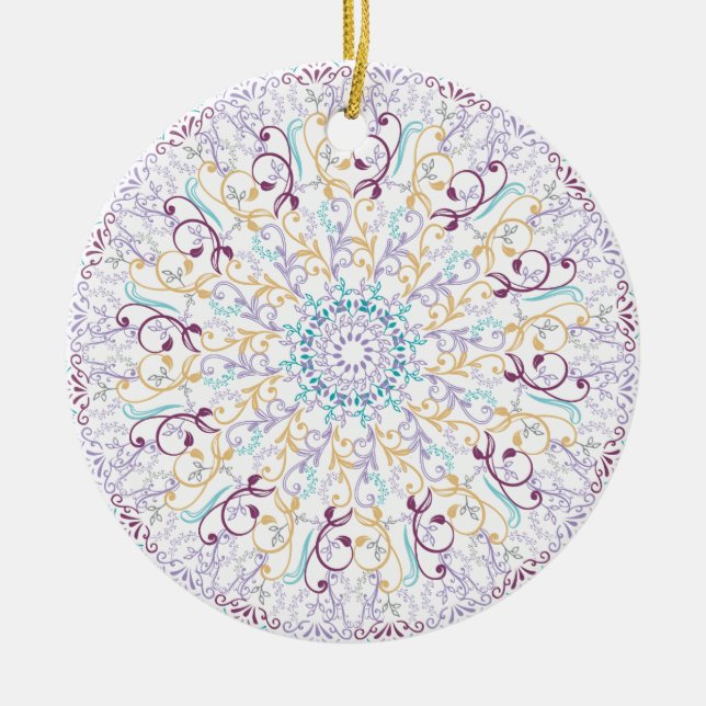 Mandala  meditation floral ceramic tree decoration (Front)