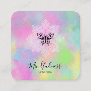 *~* Mandala Meditation Mindfulness Yoga Butterfly Square Business Card