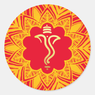 Mandala Mehendi Design Ganesh/ Indian God   Classic Round Sticker