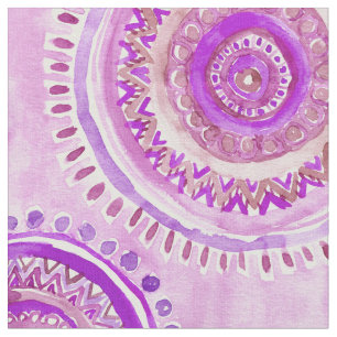 MANDALA MINDSET Purple Boho Watercolor Pattern Fabric