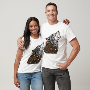 Mandala Mirror Work Wolf Art T-Shirt