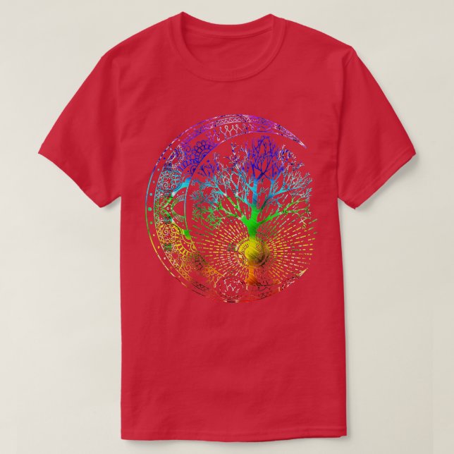 Mandala Moon Chakra Tree of Life  T-Shirt (Design Front)
