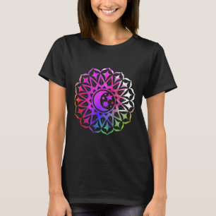 Mandala Moon Stars Multi Colour Tie Dye Yoga Desig T-Shirt
