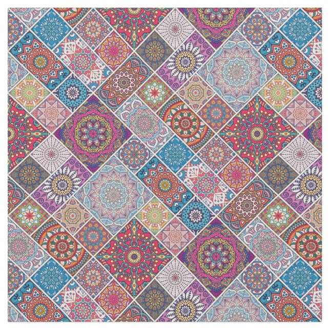 Mandala/Moroccan Tile Pattern Fabric (Close Up)