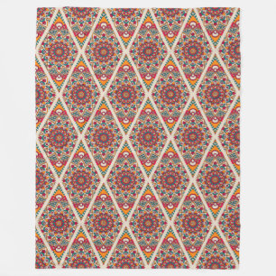 Mandala/Moroccan Tile Pattern Fleece Blanket