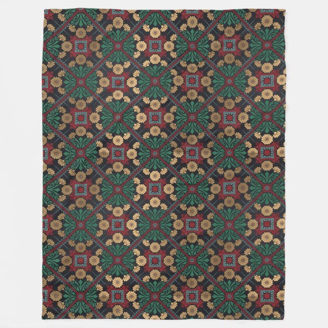 Mandala/Moroccan Tile Pattern Fleece Blanket (Front)