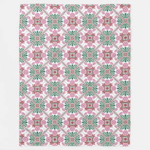 Mandala/Moroccan Tile Pattern Fleece Blanket