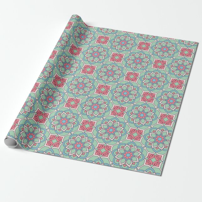 Mandala/Moroccan Tile Pattern Wrapping Paper (Unrolled)