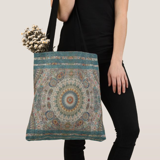 Mandala Mosaic Large Tote Bag (Close Up)