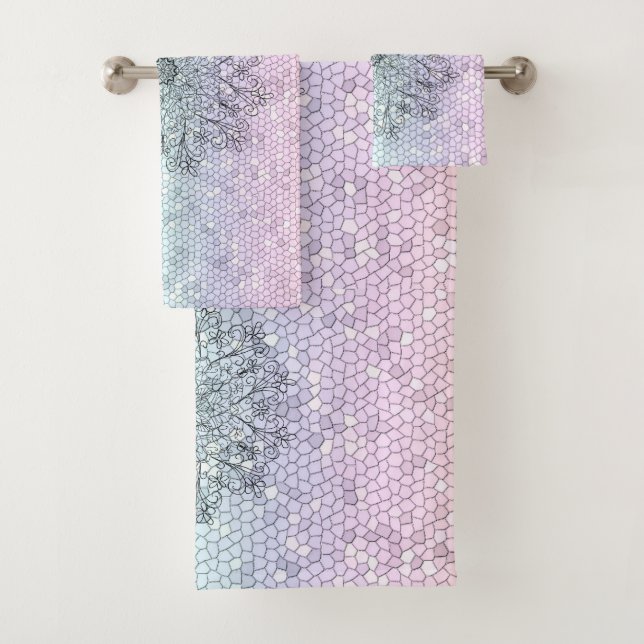 Mandala mosaic towel set (Insitu)