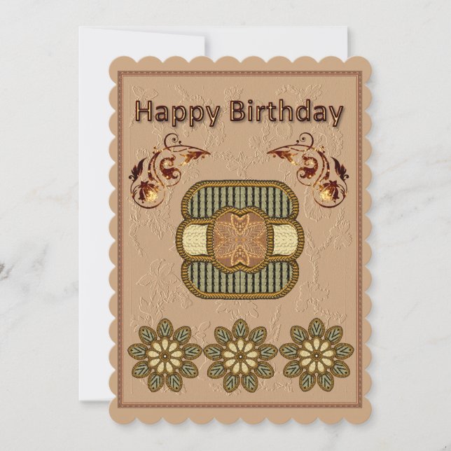 Mandala Motif Birthday Flat Card (Front)