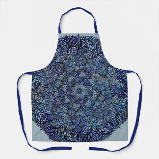 Mandala Nature Floral Bold Blue Floral Geometry Apron