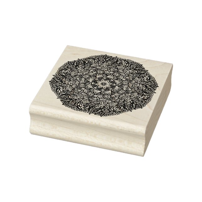 Mandala Nature Floral Bold Blue Floral Geometry  Rubber Stamp (Stamp)