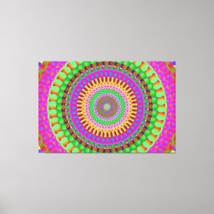 Mandala Neon Twist Stretched Canvas Print