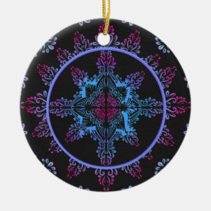 Mandala Night Flower Ceramic Tree Decoration