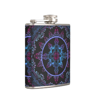 Mandala Night Flower Hip Flask