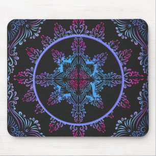 Mandala Night Flower Mouse Mat