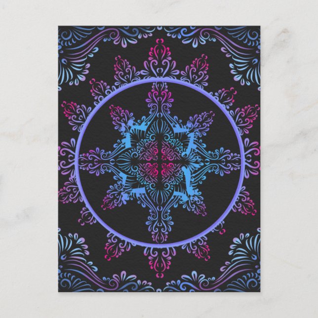 Mandala Night Flower Postcard (Front)