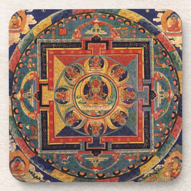 Mandala of Amitayus. 19th century Tibetan school Coaster (Front)