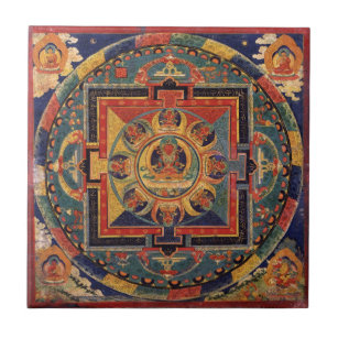 Mandala of Amitayus. 19th century Tibetan school Tile