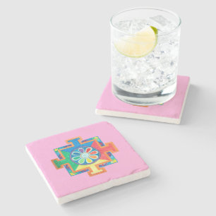 Mandala of Creation Watercolor Stone Coaster