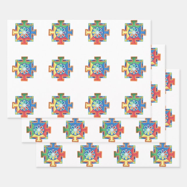 Mandala of Creation Watercolor  Wrapping Paper Sheet (Set)