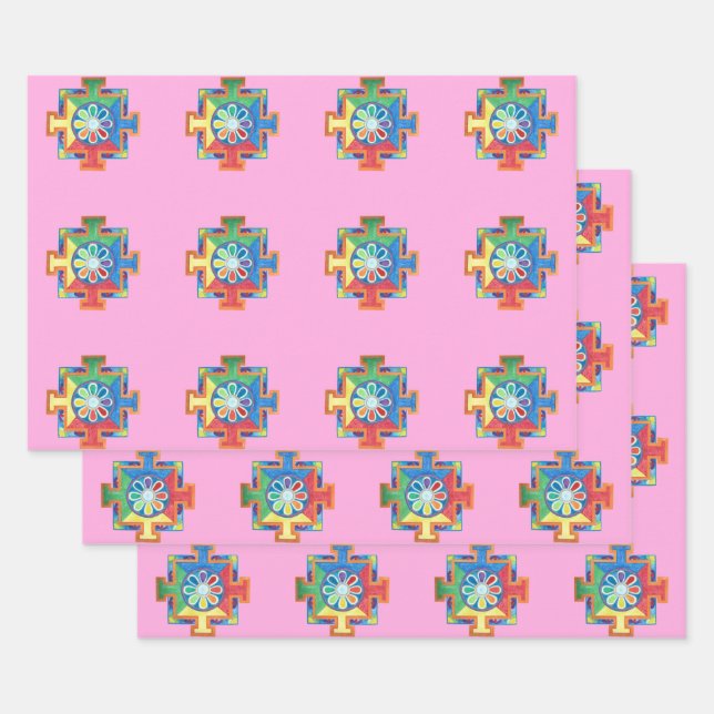 Mandala of Creation Watercolor  Wrapping Paper Sheet (Set)