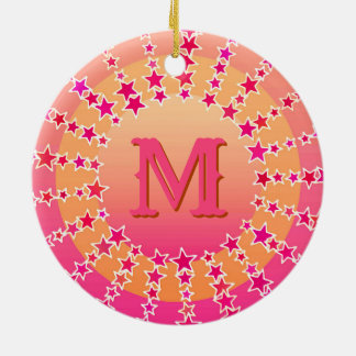 Mandala of Stars - Pink and Coral Satin Gradient Ceramic Tree Decoration