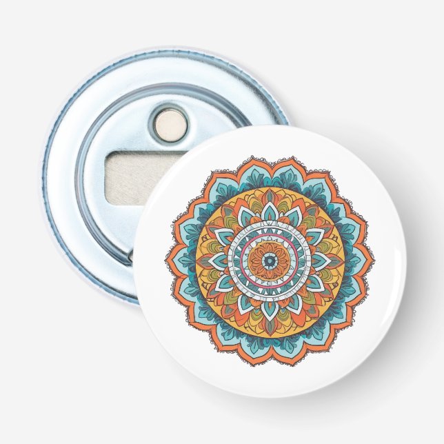 mandala of various colours bottle opener (Front)