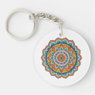mandala of various colours key ring
