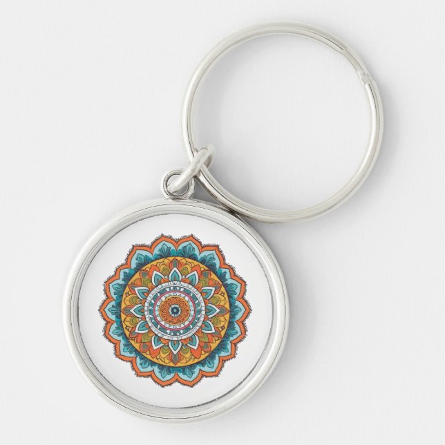 mandala of various colours key ring (Front)