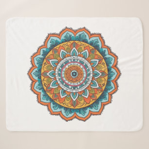 mandala of various colours sherpa blanket