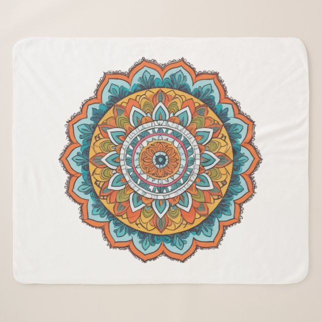 mandala of various colours sherpa blanket (Front (Horizontal))