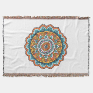 mandala of various colours throw blanket