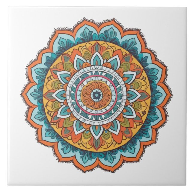 mandala of various colours tile (Front)