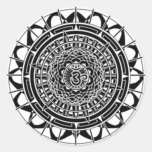 Mandala Om (black) Sticker (Front)