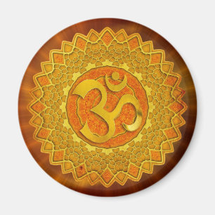 MANDALA OM - orange   red shine Magnet