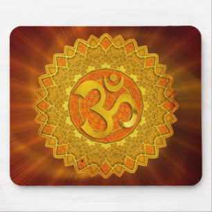 MANDALA OM - orange red shine Mouse Mat
