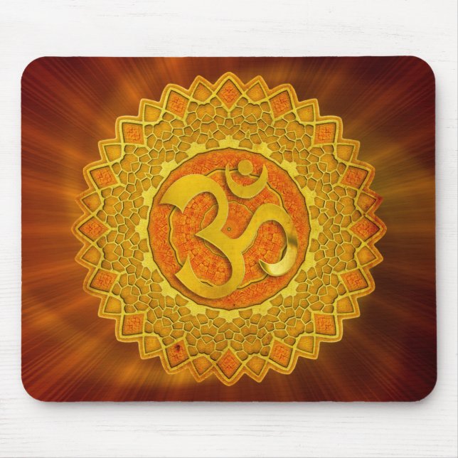MANDALA OM - orange | red shine Mouse Mat (Front)
