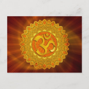 MANDALA OM - orange red shine Postcard