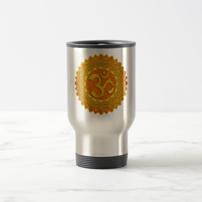 MANDALA OM - orange Travel Mug (Center)